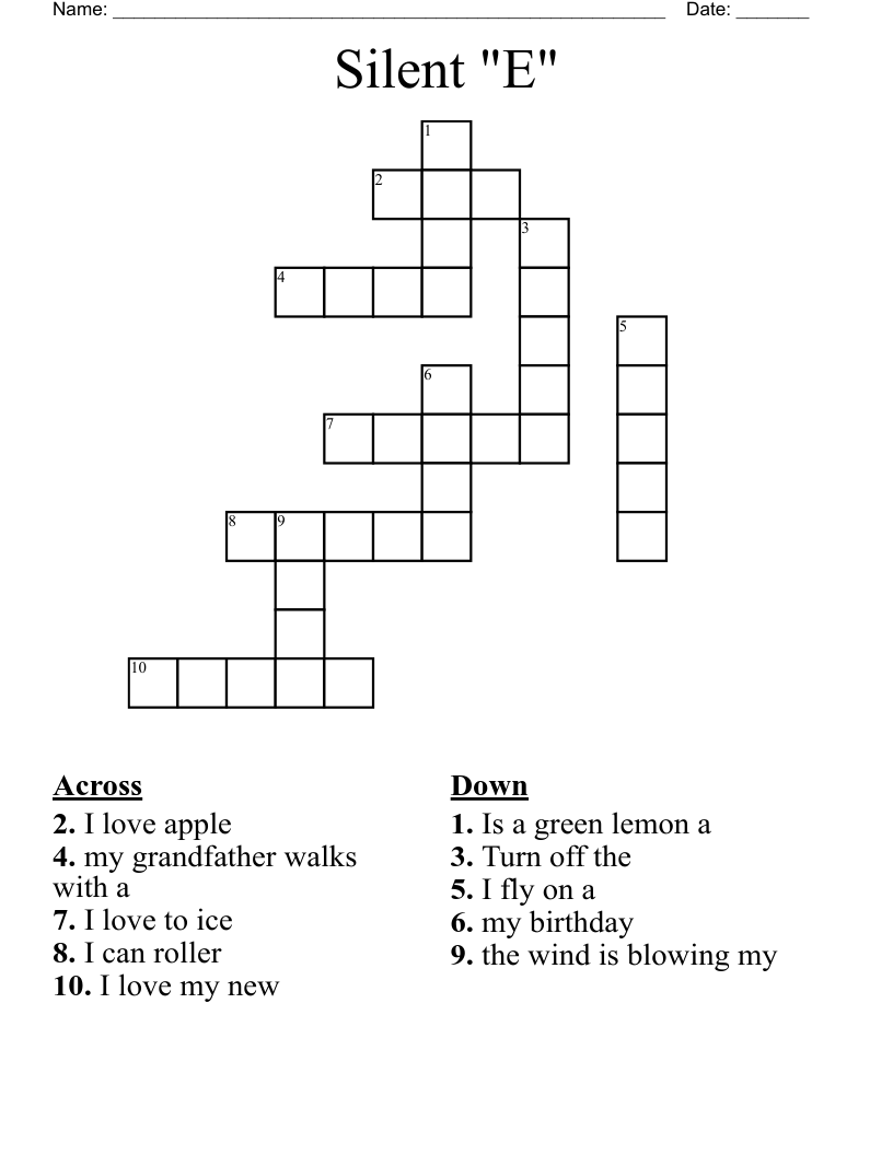 Silent "E" Crossword