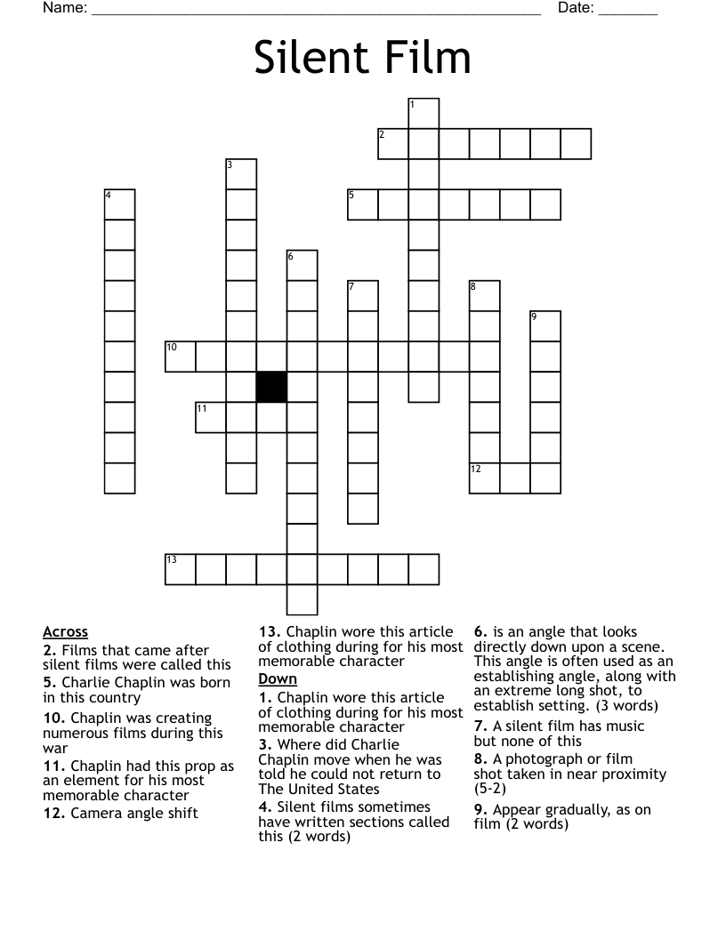 Silent Film Crossword