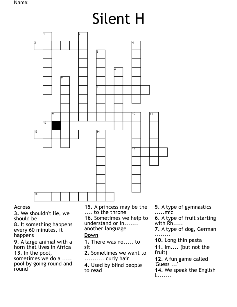 Silent H Crossword