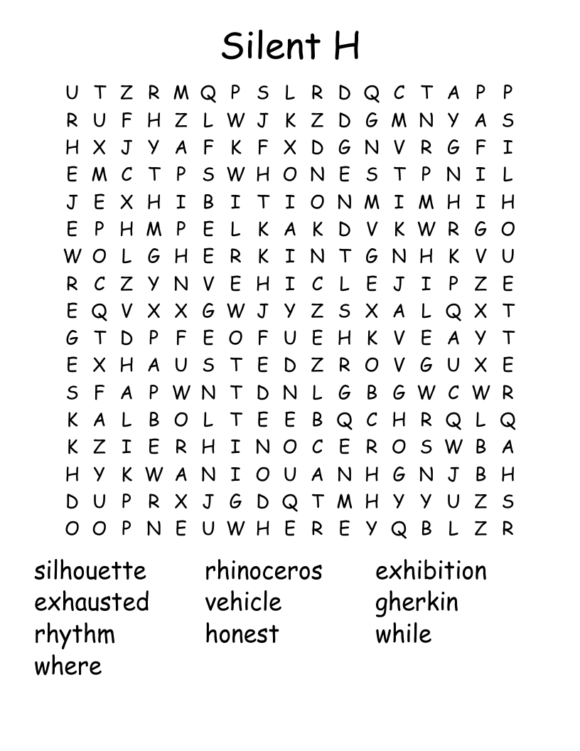 Silent H Word Search