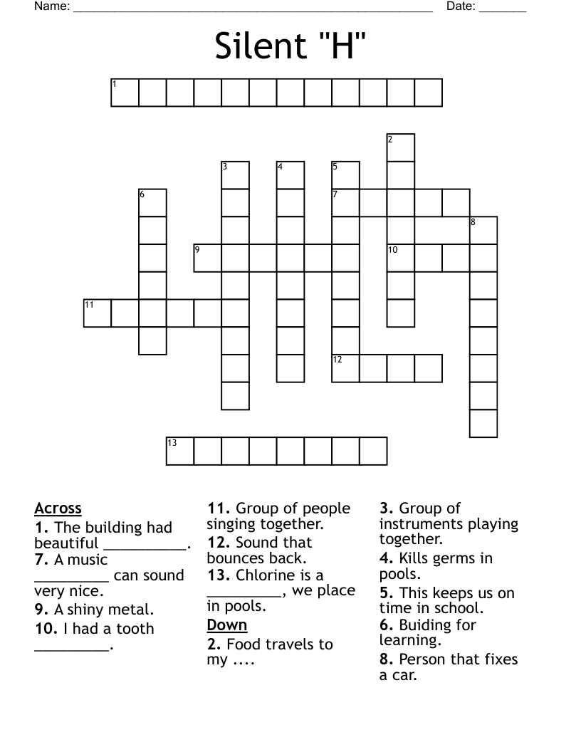 Silent "H" Crossword