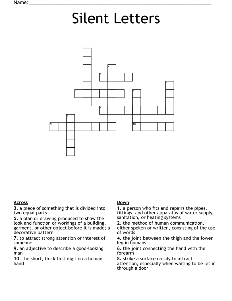 Silent Letters Crossword