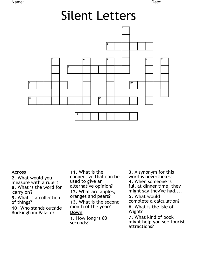 Silent Letters Crossword