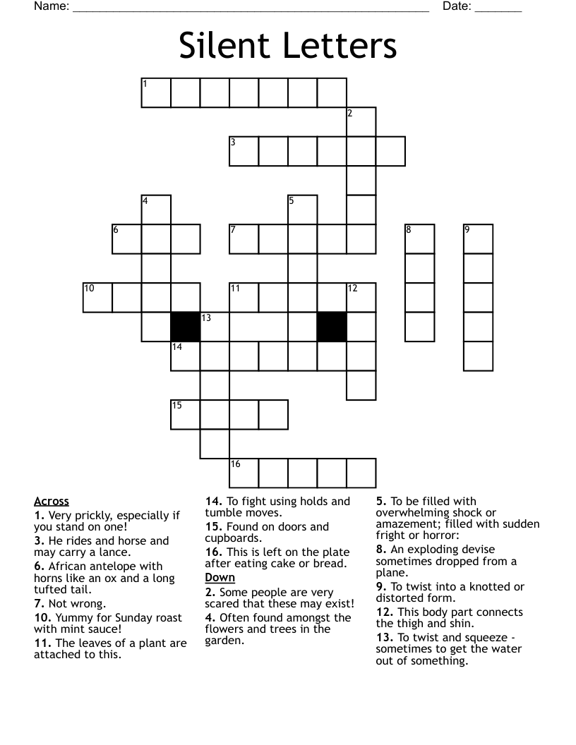 Silent Letters Crossword