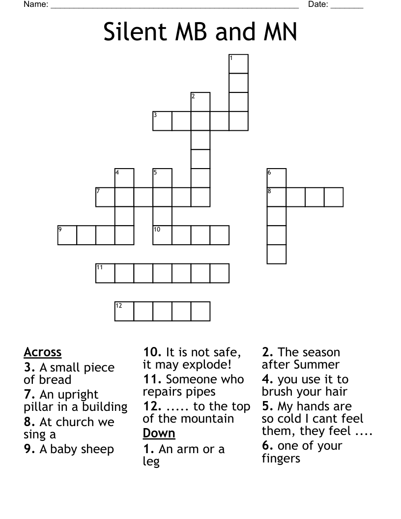 Silent MB and MN  Crossword
