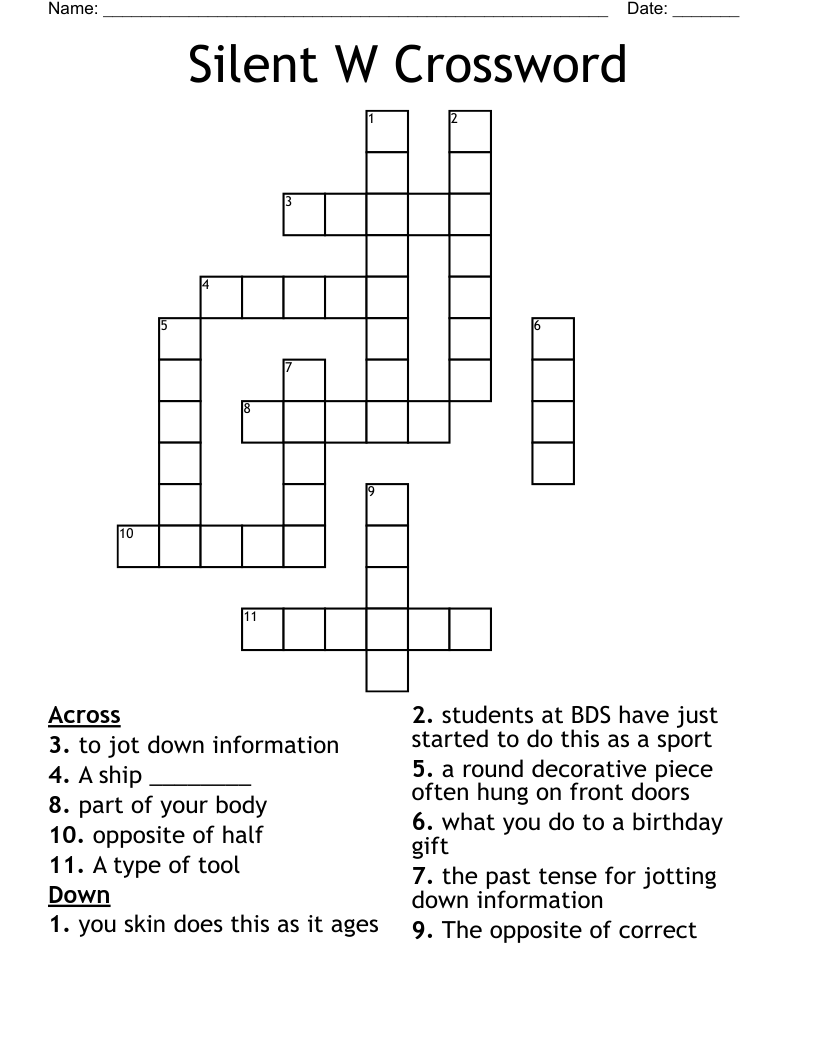 Silent W Crossword