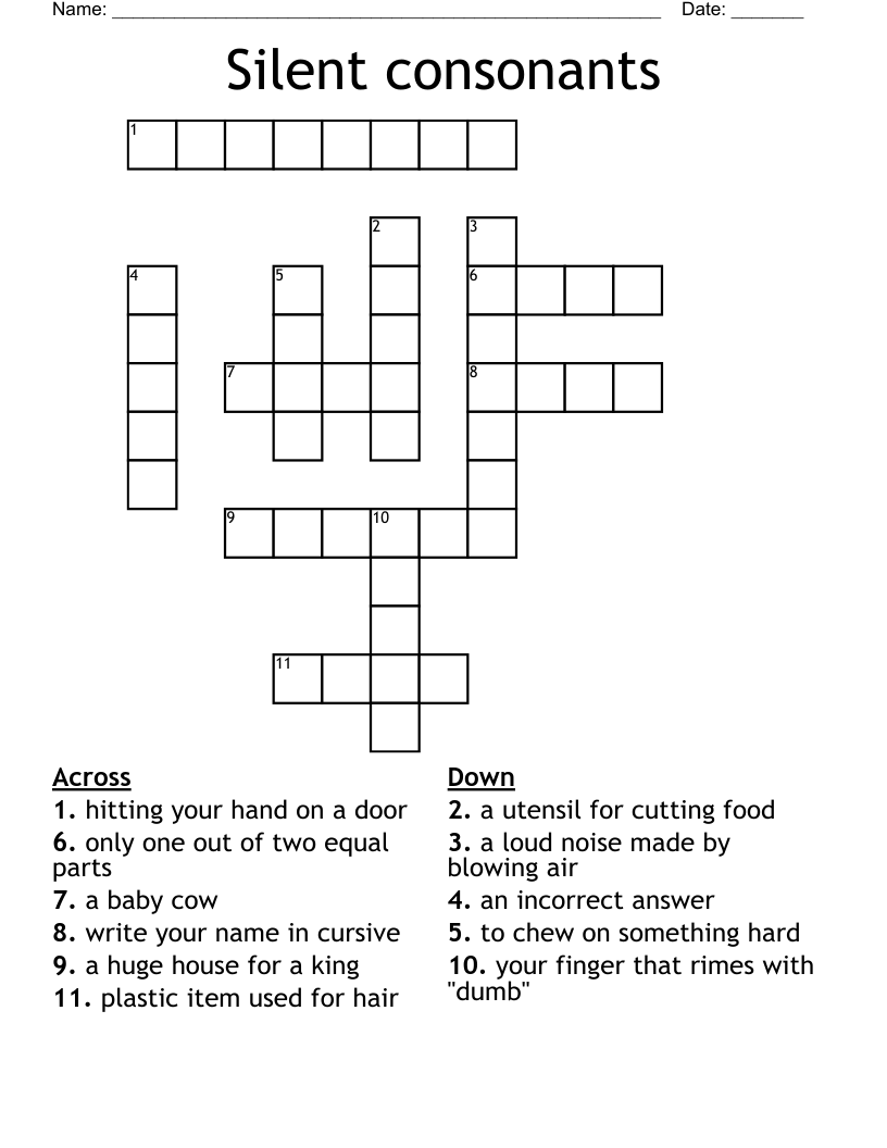 Silent consonants Crossword