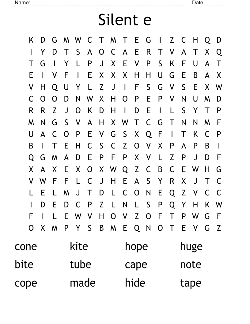 Silent e Word Search