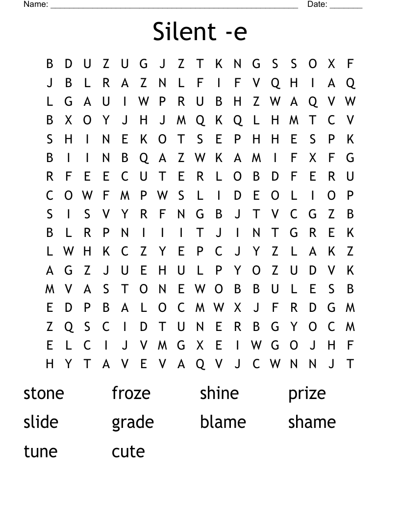 Silent -e Word Search
