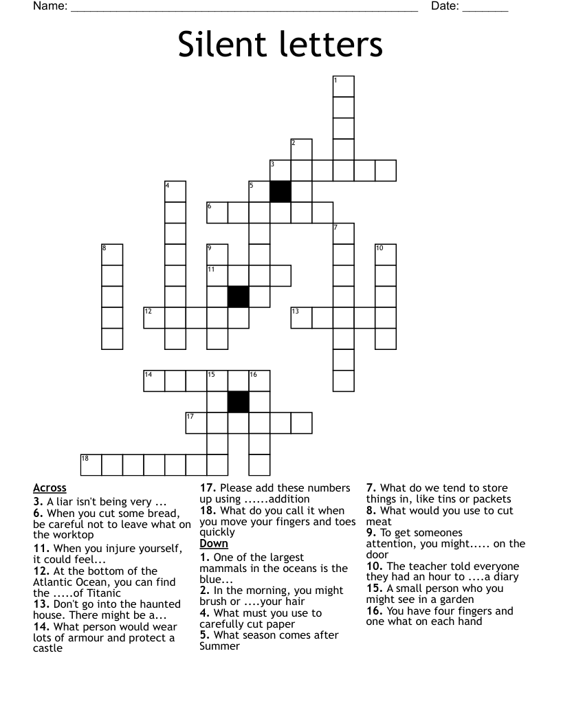 Silent letters Crossword