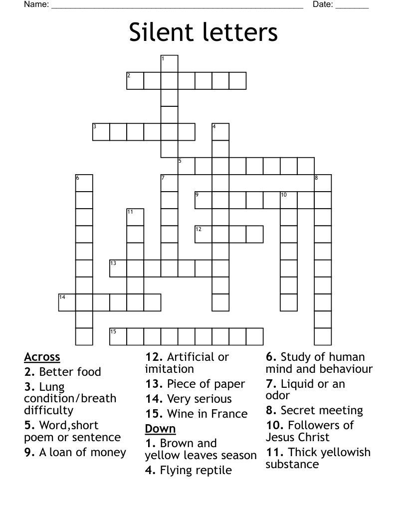 Silent letters Crossword