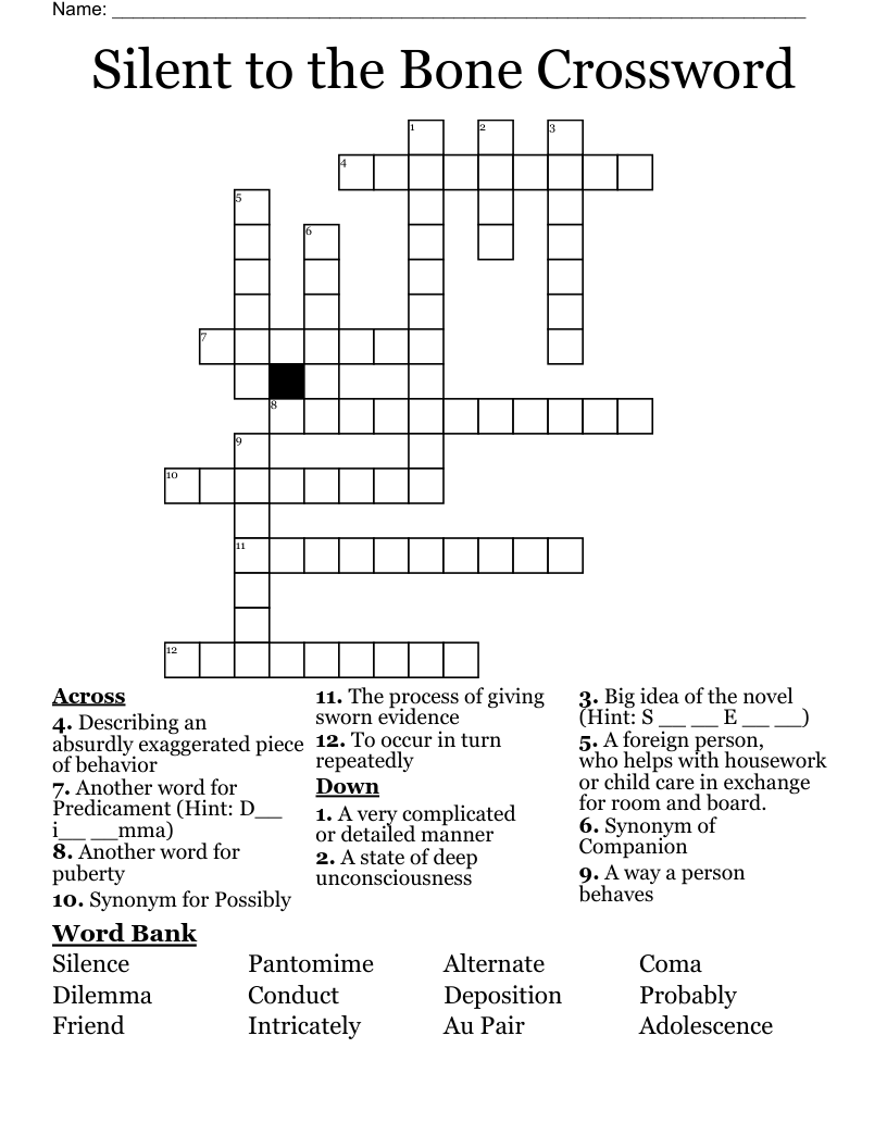 Silent to the Bone Crossword