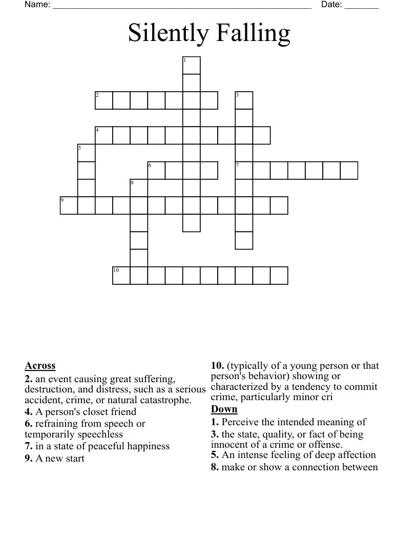 Silently Falling Crossword