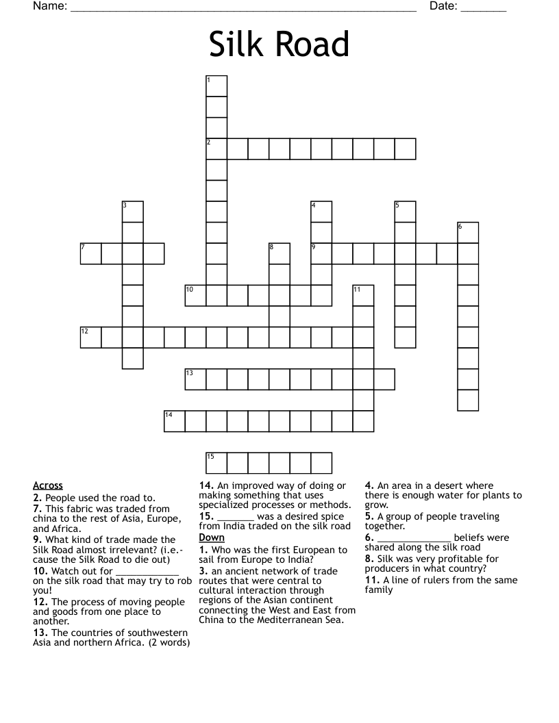 Silk Road Crossword