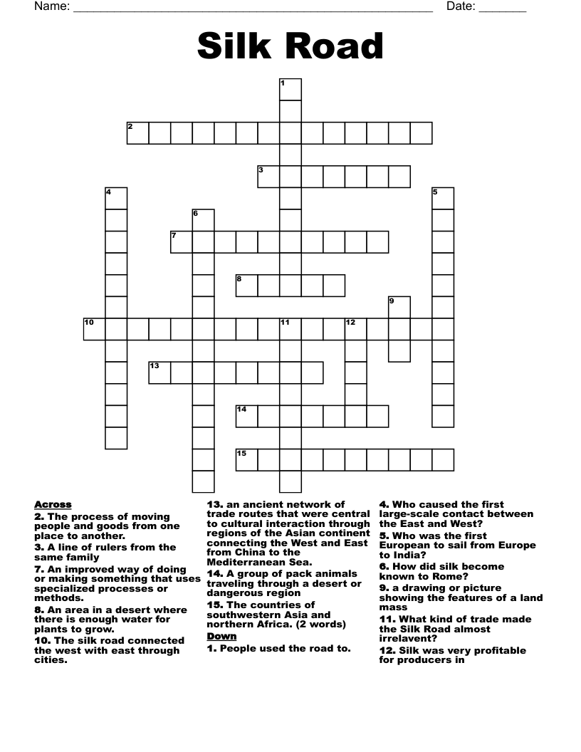 Silk Road Crossword