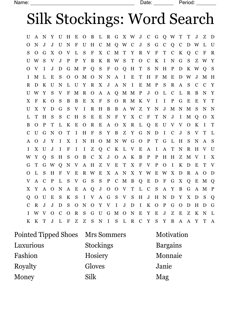 Silk Stockings: Word Search 