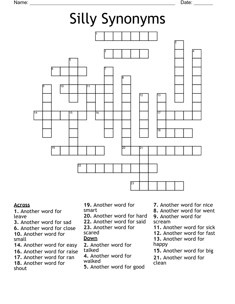 Silly Synonyms Crossword