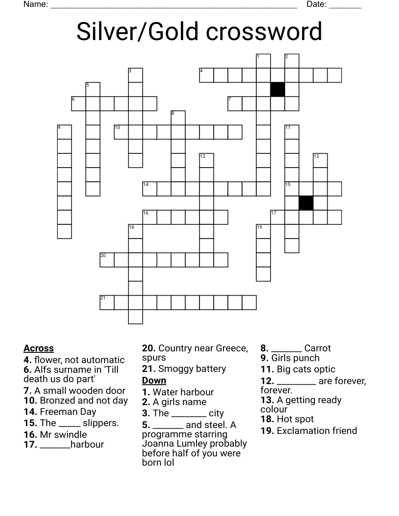 Silver/Gold crossword