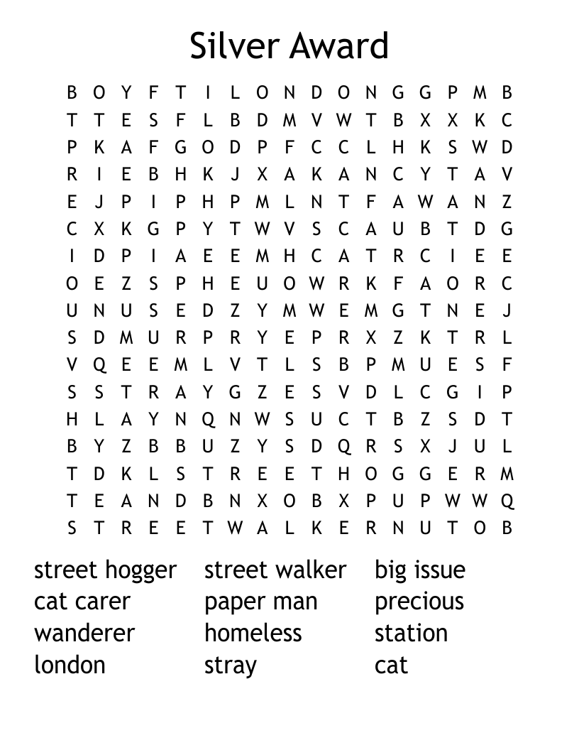 Silver Award Word Search