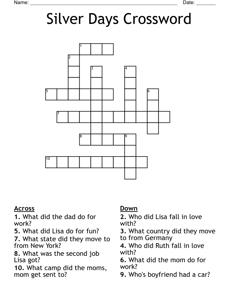 Silver Days Crossword