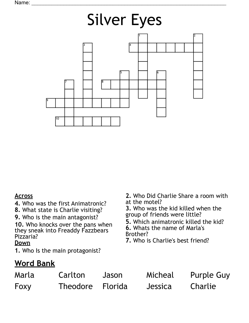 Silver Eyes Crossword