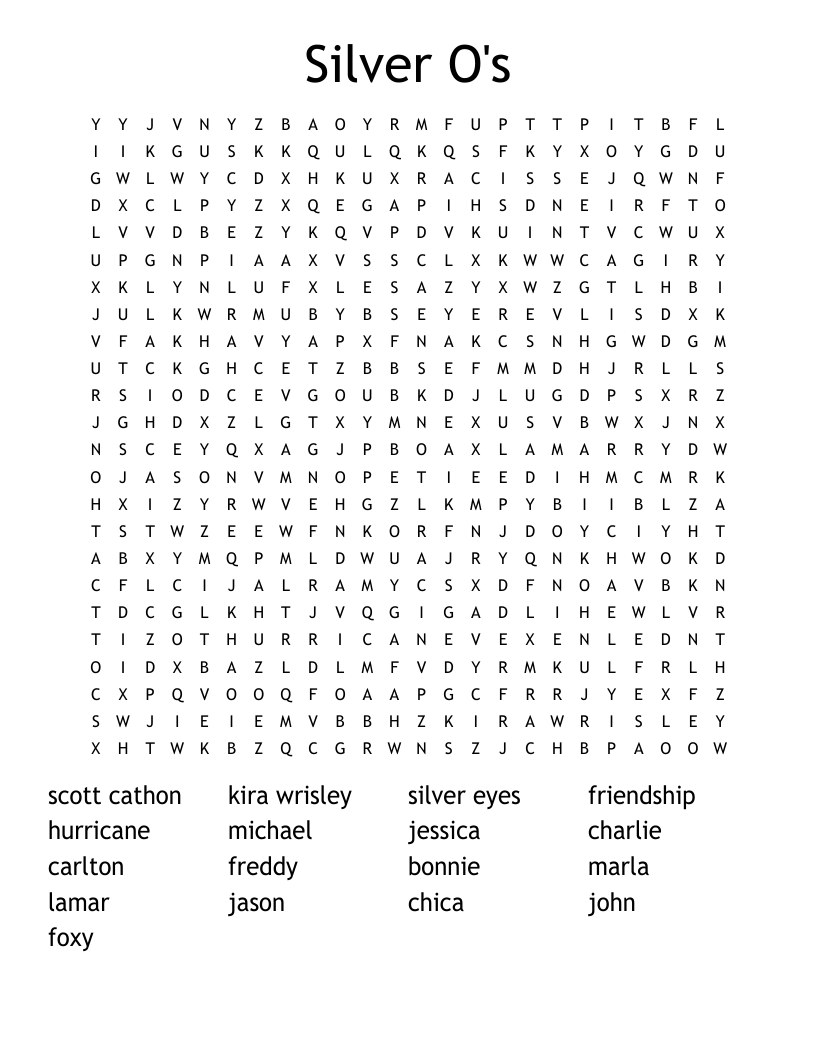 Silver O's Word Search