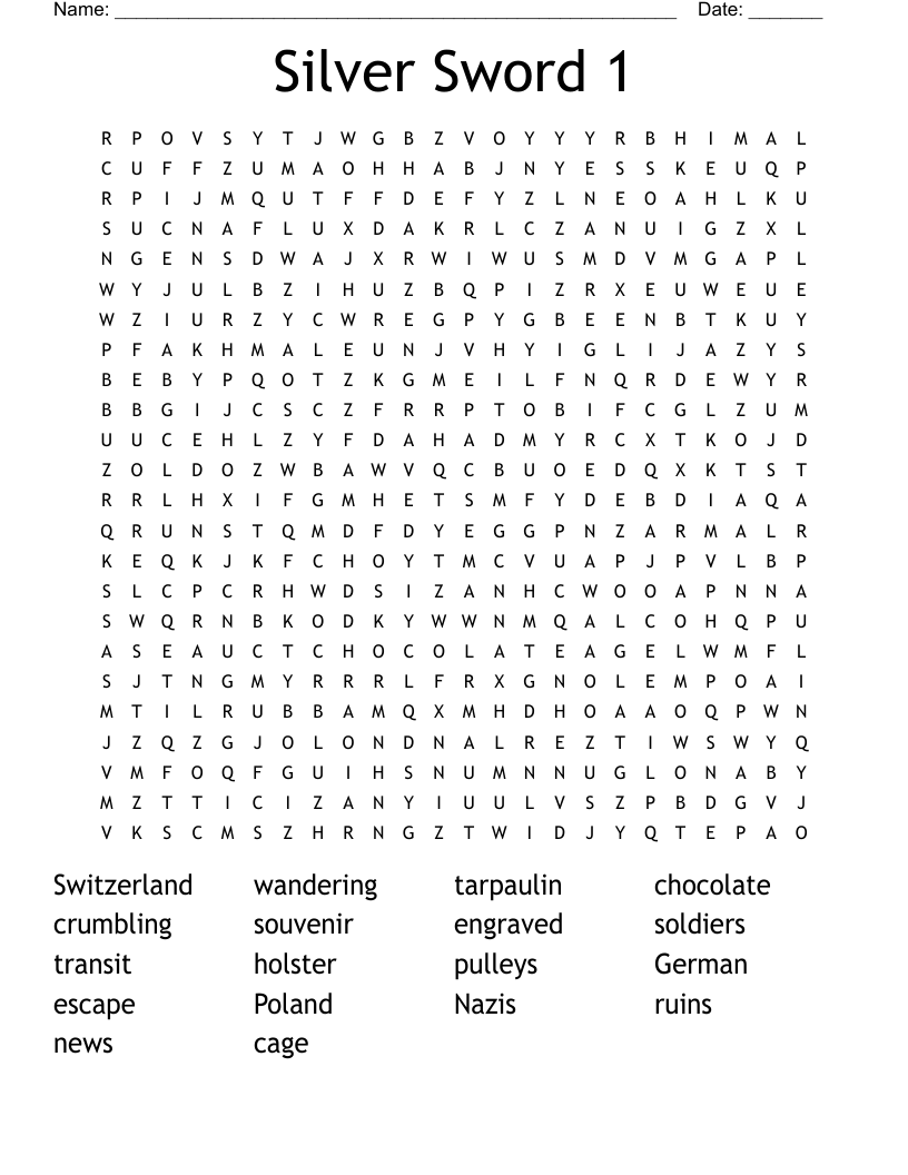 Silver Sword 1 Word Search