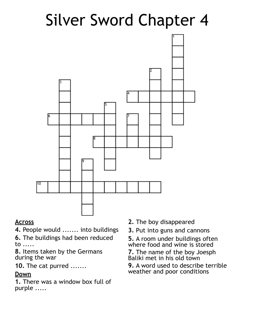 Silver Sword Chapter 4  Crossword