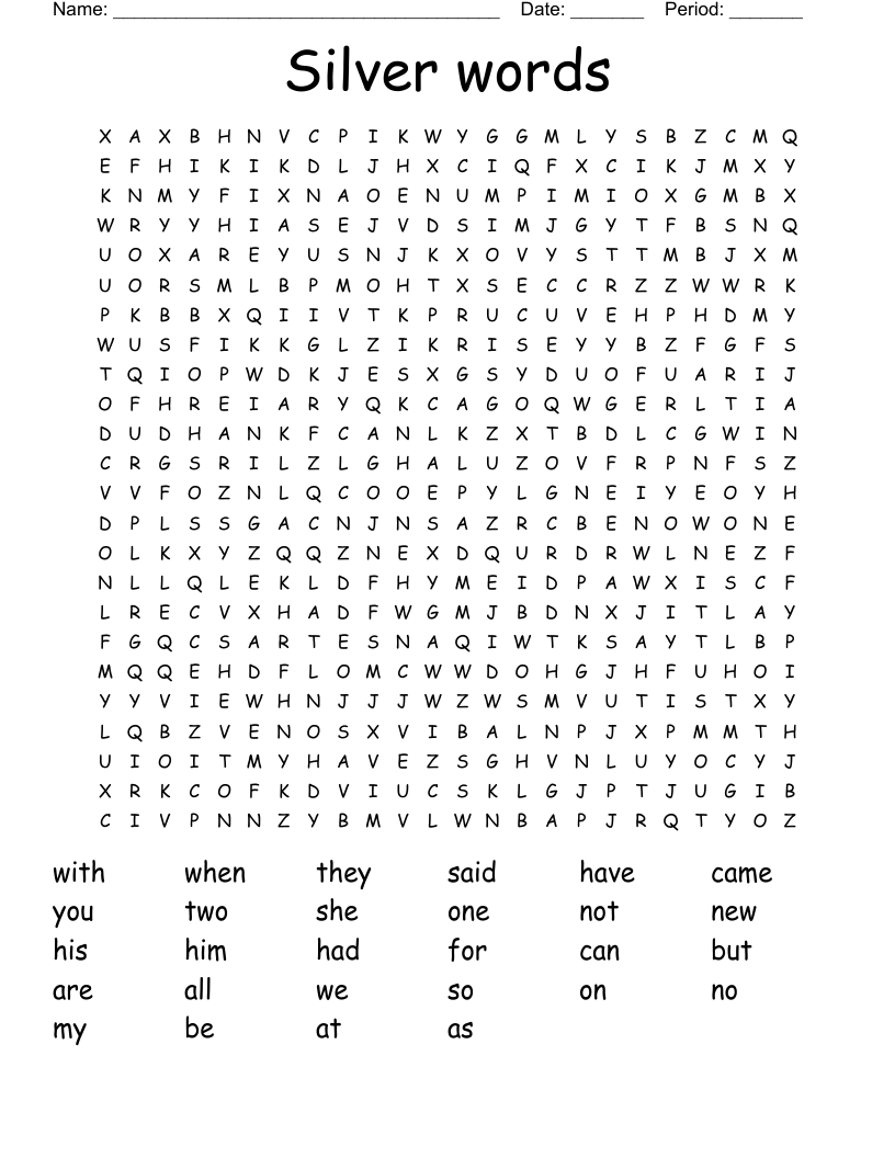 Silver words Word Search