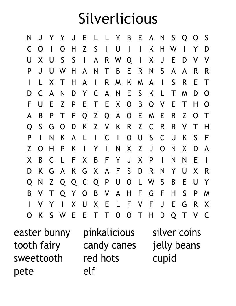 Silverlicious Word Search