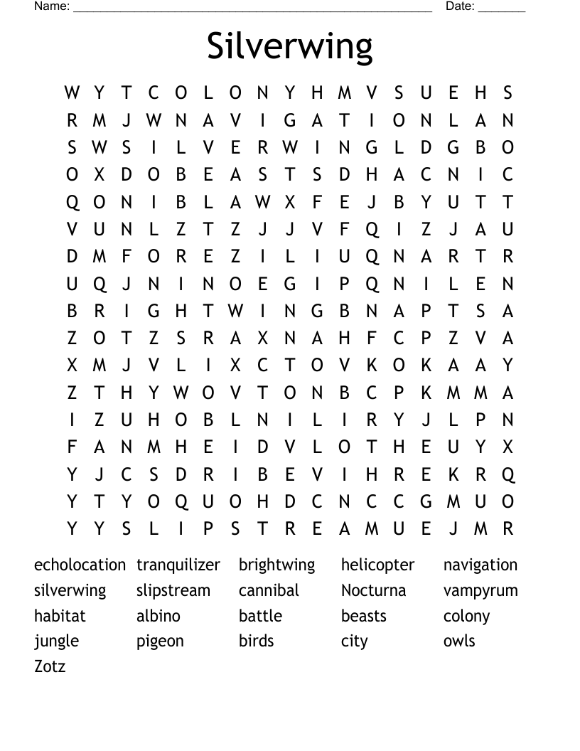 Silverwing Word Search