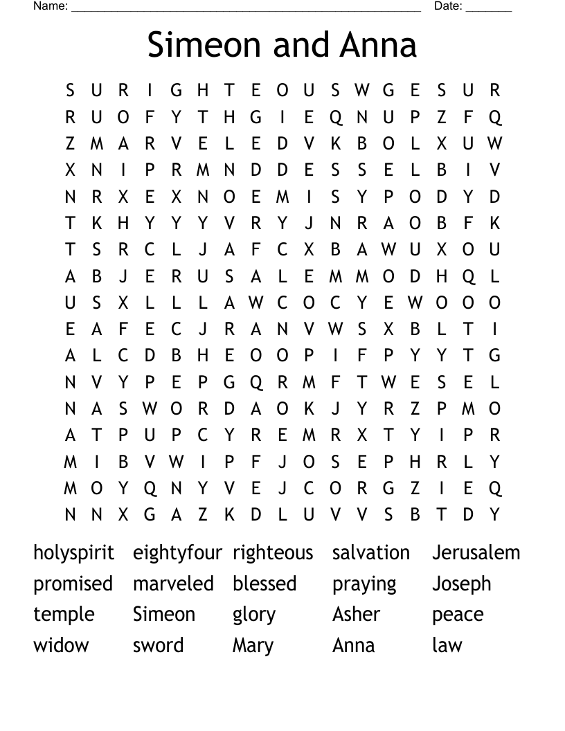 Simeon and Anna Word Search