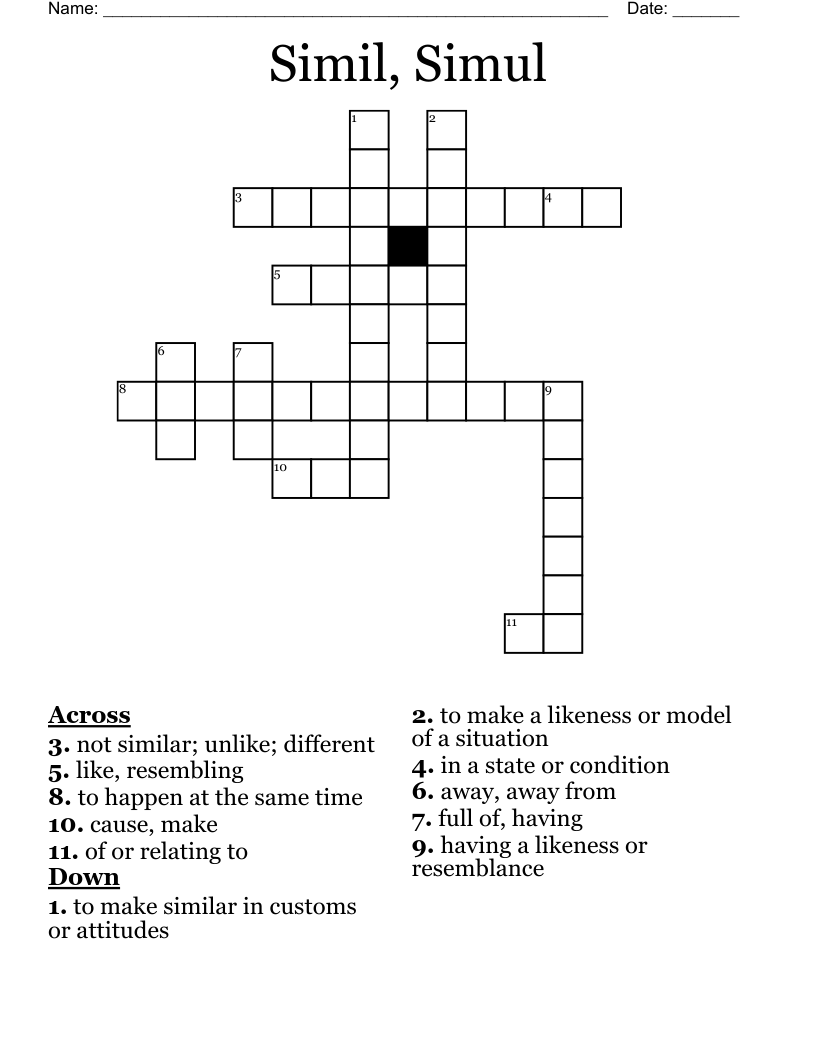 Simil, Simul Crossword