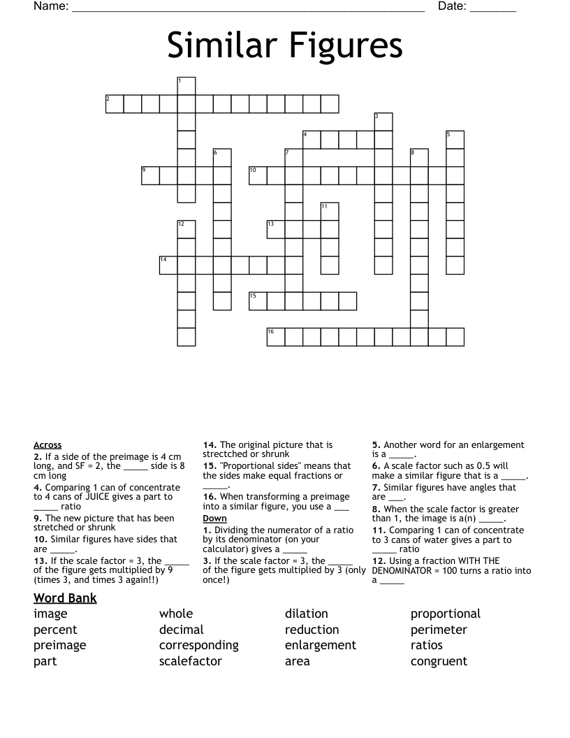 Similar Figures Crossword