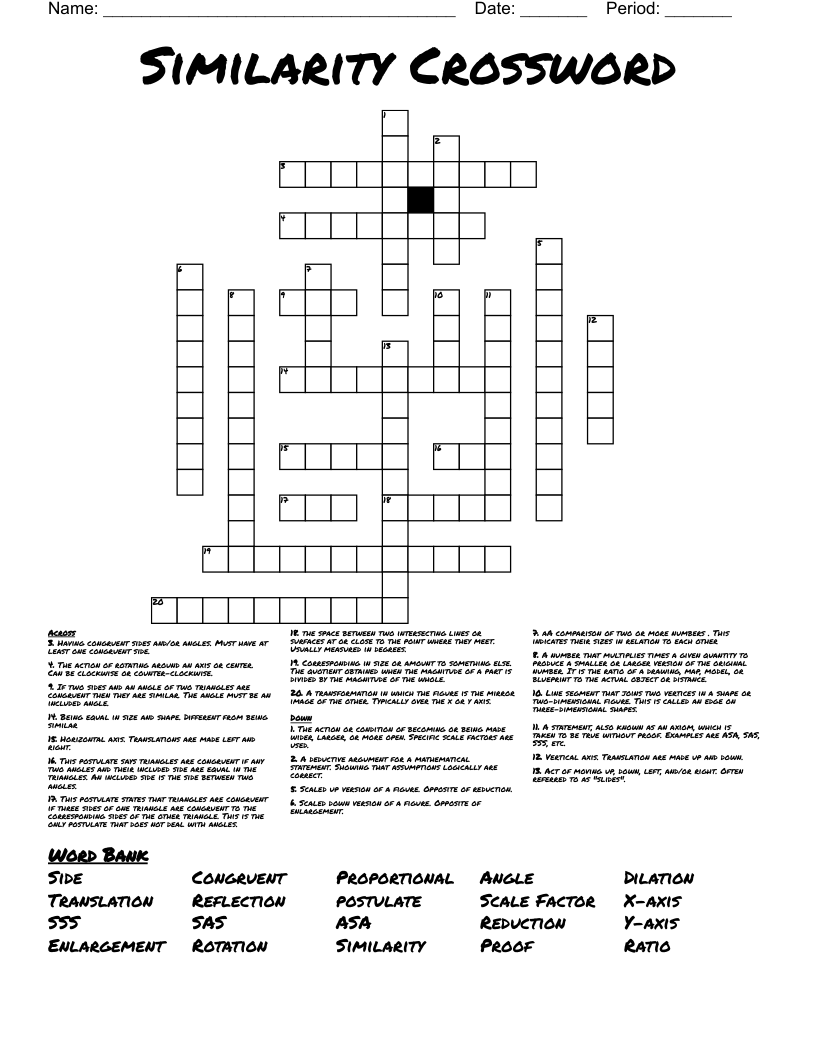 Similarity Crossword 