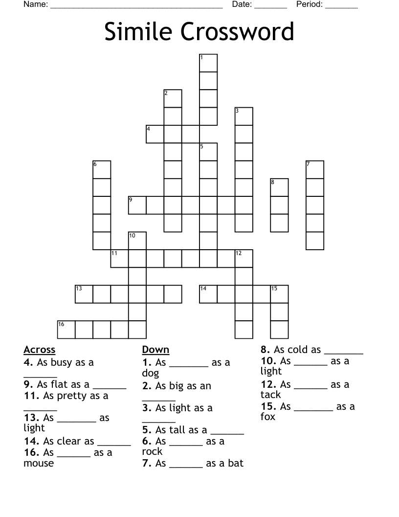 Simile Crossword