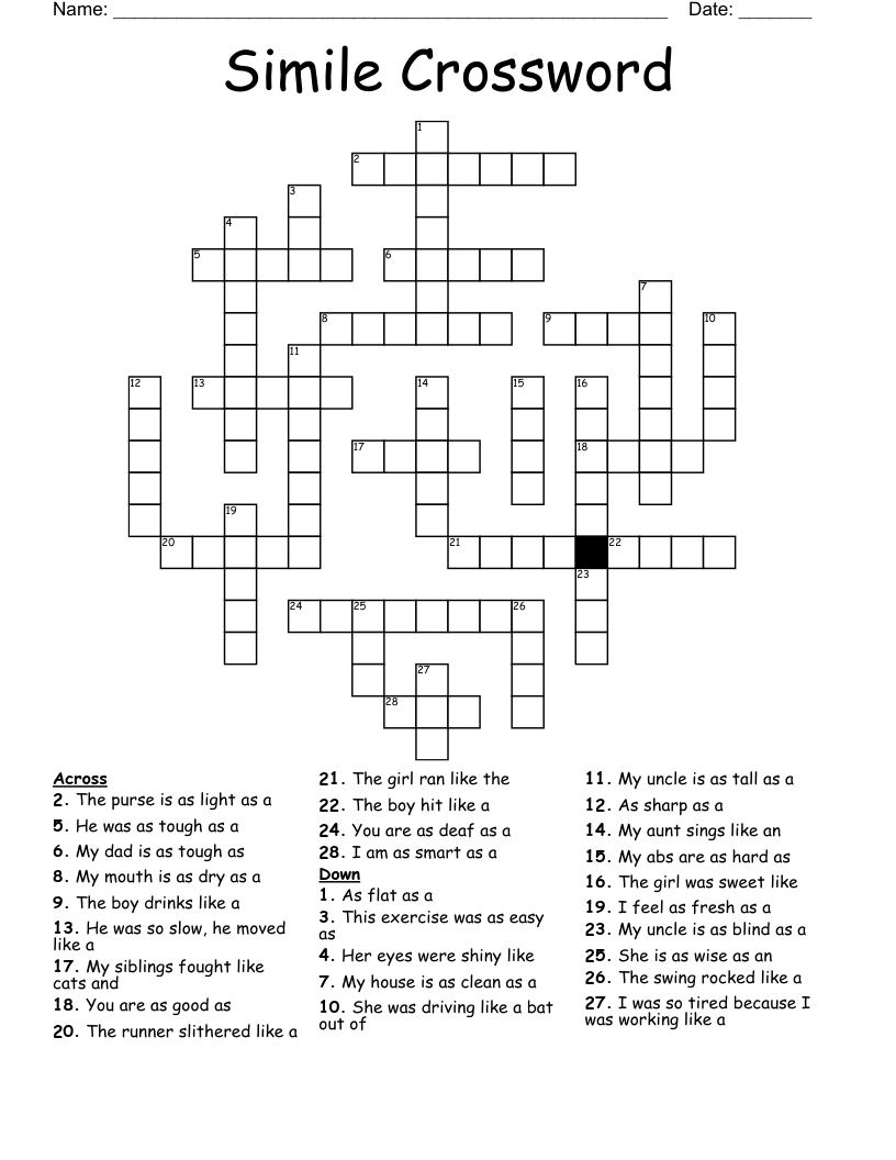 Simile Crossword