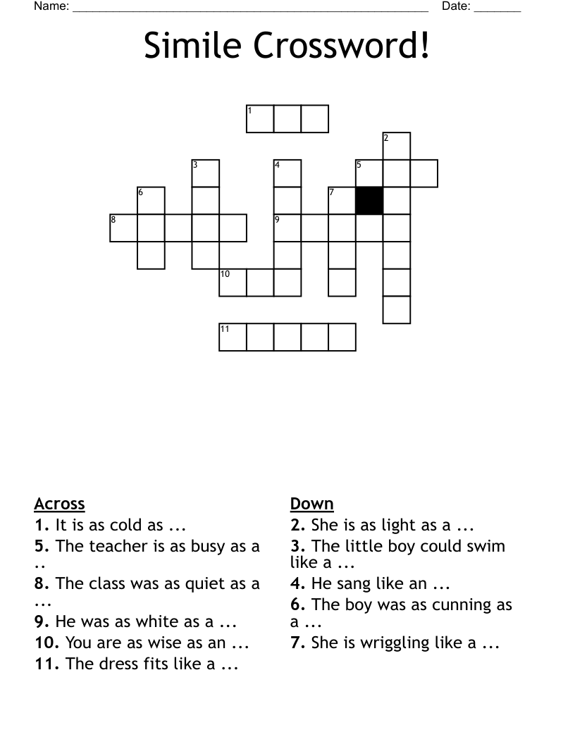 Simile Crossword!