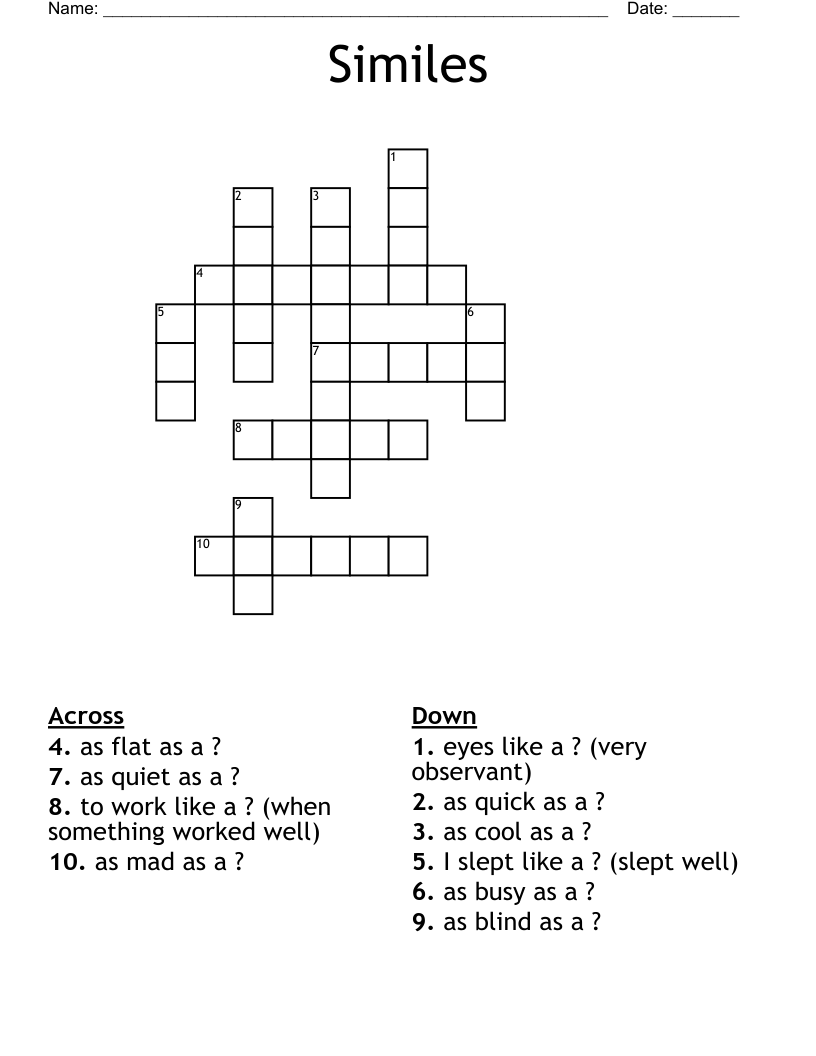 Similes Crossword