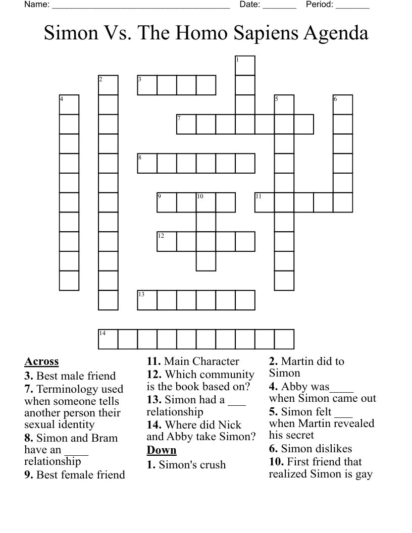 Simon Vs. The Homo Sapiens Agenda Crossword