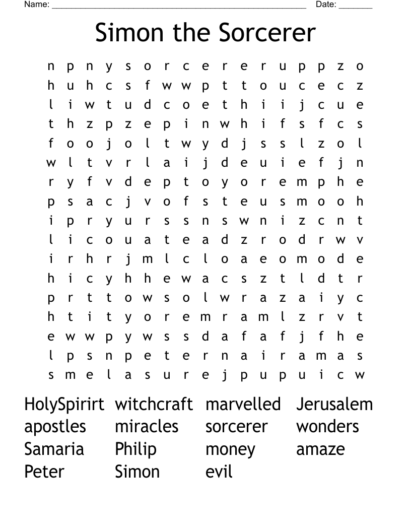 Simon the Sorcerer Word Search