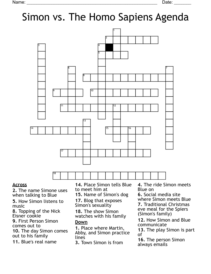 Simon vs. The Homo Sapiens Agenda Crossword