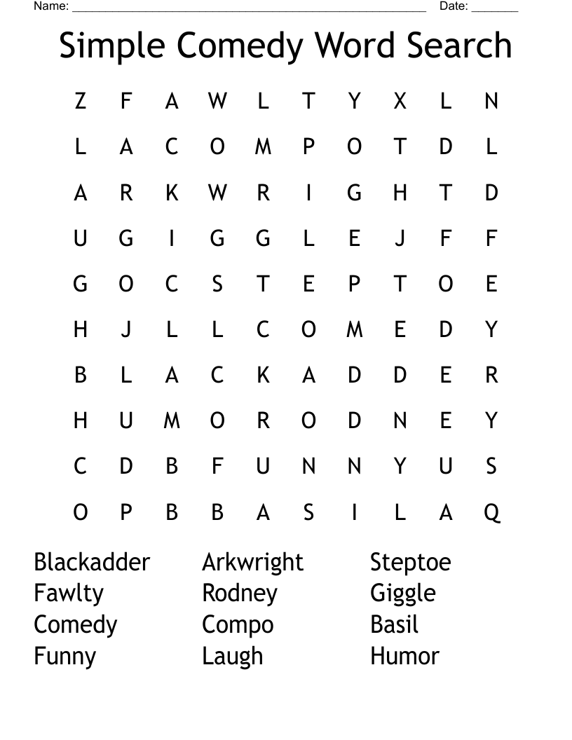 Simple Comedy Word Search