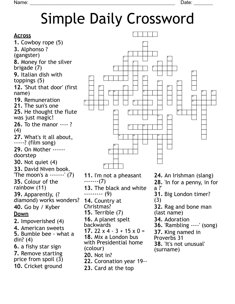 Simple Daily Crossword