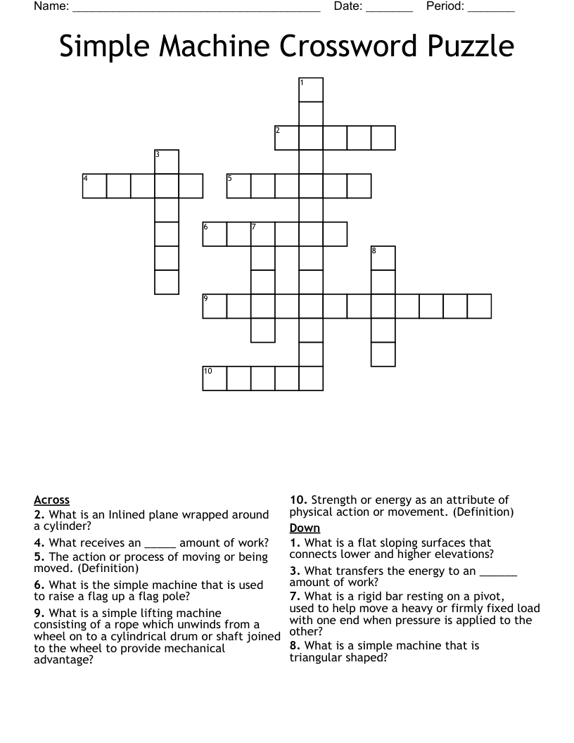 Simple Machine Crossword Puzzle