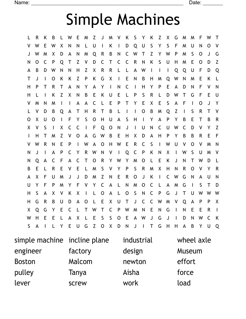 Simple Machines Word Search