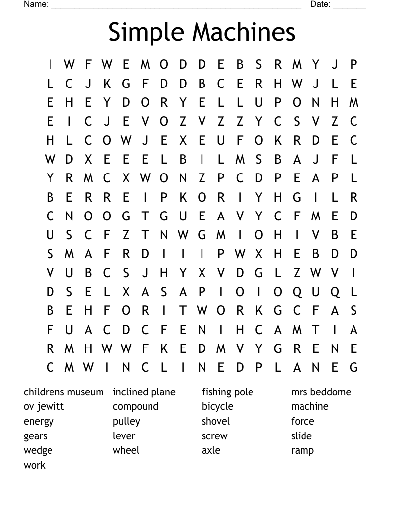 Simple Machines Word Search