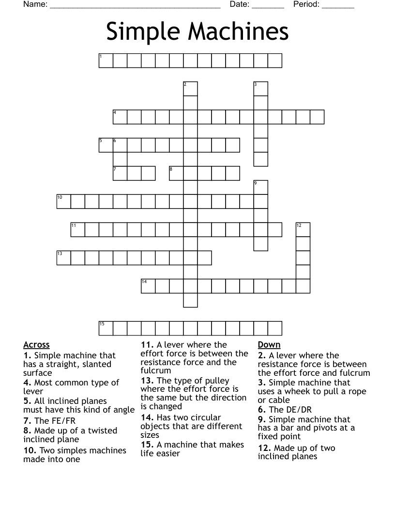 Simple Machines Crossword