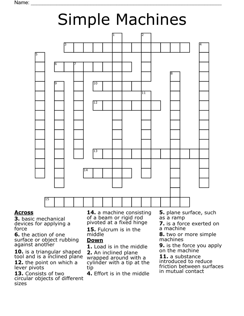 Simple Machines Crossword