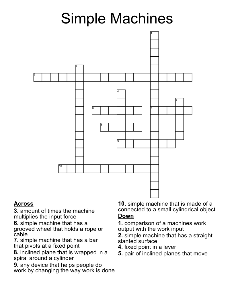 Simple Machines Crossword
